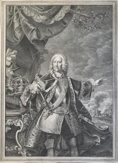 Jerzy II, kr&oacute;l Wielkiej Brytanii, 1743 r.
