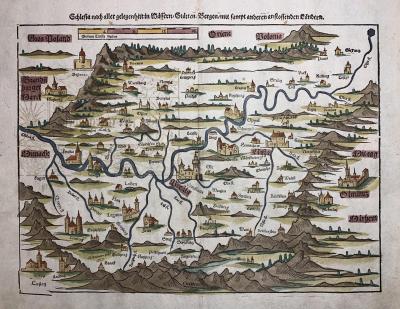 1. Mapa Dolnego Śląska, M&uuml;nster, 1544 r.