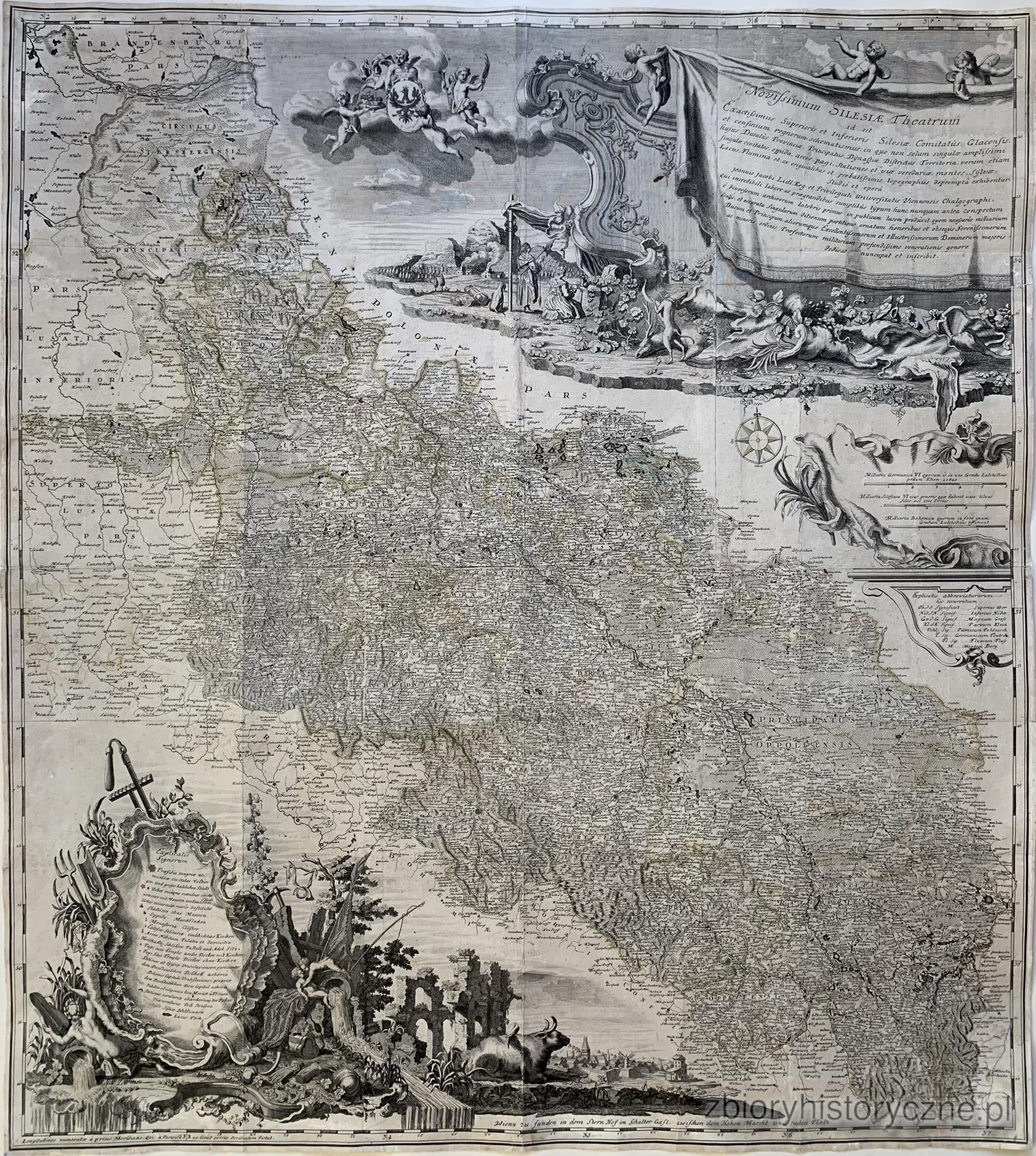 Mapa Śląska, Novissimum Silesiae Theatrum.. J. J. Lidl. 1745 r. / 0