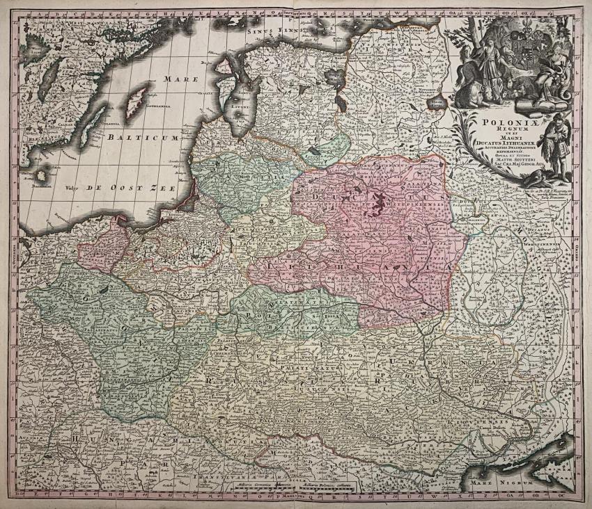 Mapa Polski, Seutter, 1730-1740 r.