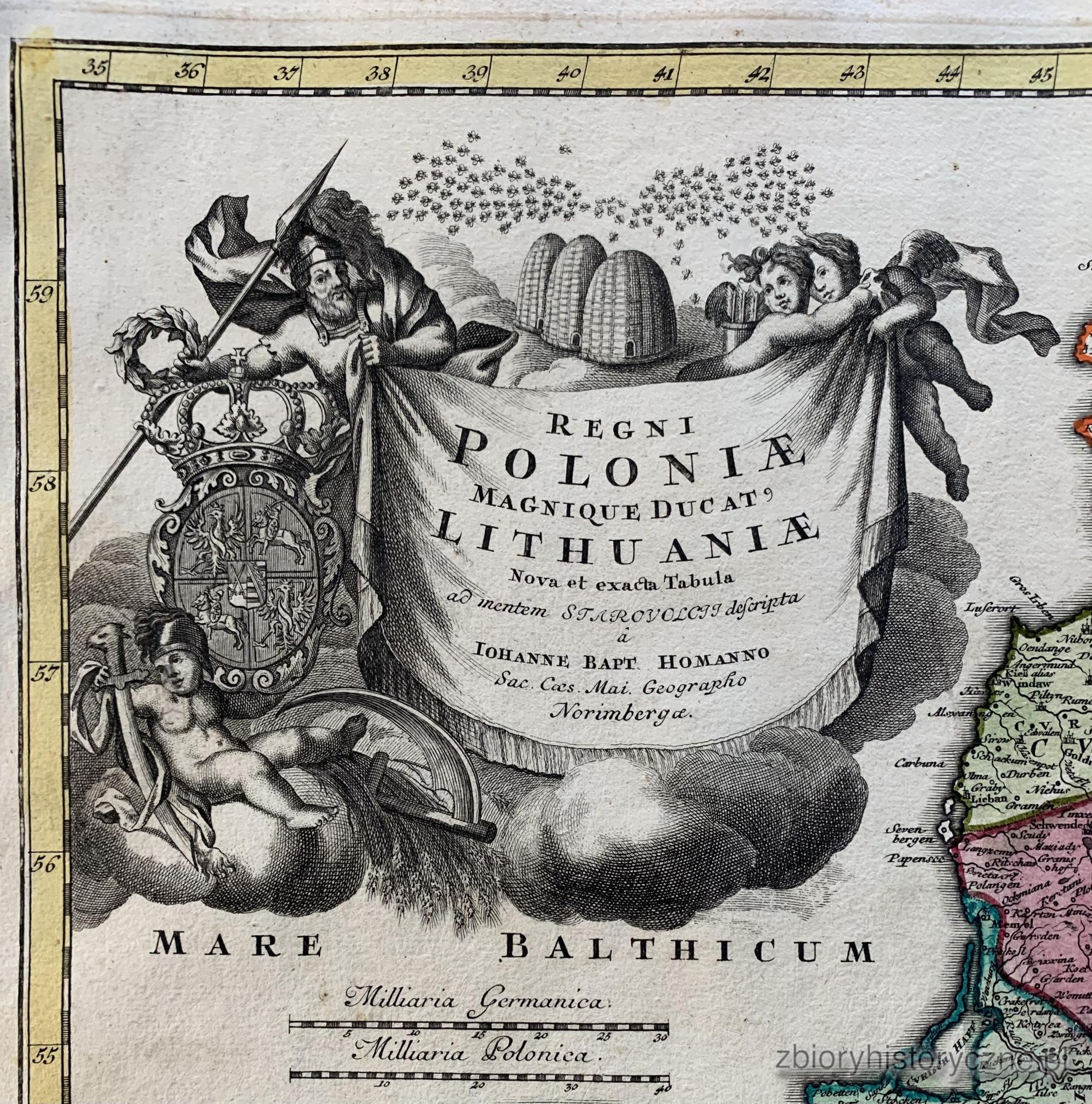 Mapa Królestwa Polskiego i Wielkiego Księstwa Litewskiego, Homann, 1724 r. / 1